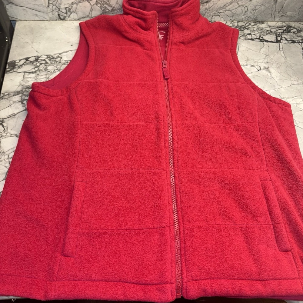 Lands End Women's Large Petite Dark Pink Fleece Vest